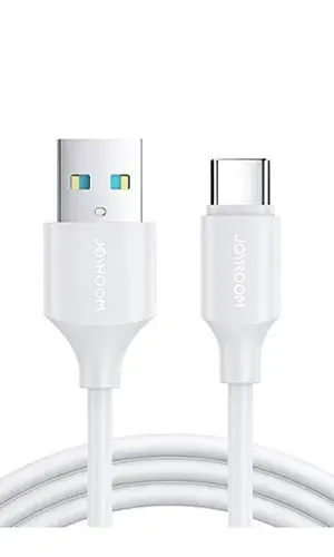 جوي رووم - S-UC027A9 كابل بيانات 3A USB-A إلى Type-C للشحن السريع 1 متر - ألاوان / أبيض